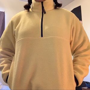 yellow LL bean quarter zip fleece